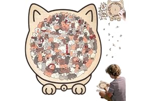QUIXION Katzenpuzzle, Holzpuzzle Katze, 135 Teiliges Colored Holzpuzzle, Morandi-farbiges Holzpuzzles in Katzenform kreatives Puzzle Geschenk Wooden Puzzle für Geschenke Katzenliebhaber, Heimdekoration