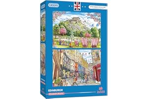 Gibsons Edinburgh Jigsaw Puzzles for Adults 2 x 500 Piece Multi-Box Puzzle Set Scotland Castle & City Scenes Sustainable Puzzle for Adults & Teens | Premium 100% Recycled Board | Great Gift
