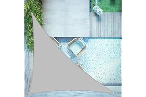 LOVE STORY Sun Shade Sail Waterproof Triangular 4 x 4 x 5.65 m Canopy Light Grey Outdoor UV Block Sunshade Sail for Patio Garden Backyard