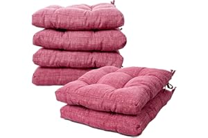 Viste tu hogar Pack 6 Cojines para Silla, 40x40 CM, Efecto Tridimensional, Relleno de Algodón, Color Liso, Ideal para la Decoración de Cocina y Sala, Color Rojo, Fabricado en España