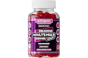 Adult Multi Vitality Gummy | 11 Essential Vitamins & Minerals A,D,E,C,B3,B6,B5,B12,Biotin, Zinc & Iodine | Mixed Berry Flavour | 60 Vegan Gummies | Support Wellbeing & Immune System by NUTRIGUMS®