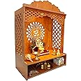 Devson™ Premium Wooden Temple | Wooden Pooja MANDIR for Home and Office use with LED SPOT Light | Wooden mandir with Storage Shelves | (Size - H 21 x L 16 x W 9 inch) SAI15