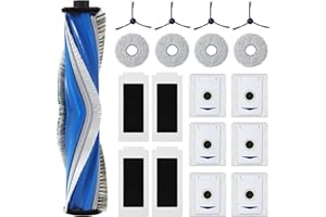 BUCOMTU 19 pièces ensemble d'accessoires pour Ecovacs Deebot T30S Pro/ T30S, 1 brosse principale en caoutchouc, 4 filtres HEPA, 6 sacs à poussière, 4 lingettes, 4 brosses latérales