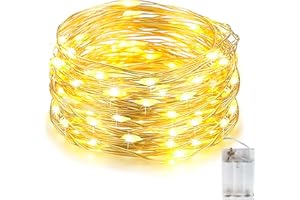EvaStary Stringa Luci Led a Batteria, 1 Pezzi 10 metri 100 Led Rame filo Catene Luminose Lucine Fata Luci per Natale Matrimonio Decorative Festa Interno Natalizie letto Camera(Bianco Caldo)