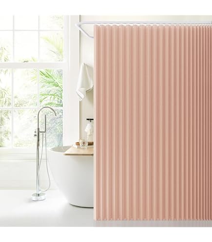 Vit Duschdraperi Med Krok Bambu Blomma Duschdraperi Rosa