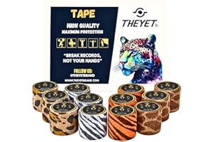 Theyet Tape Crossfit Doigts | Ruban Adhésif Élastique Sportif | Strap Hook Grip Haltérophilie & Entraînement | Bande Cohésive Protection Pouce et Articulations | Pack 4/12 Rouleaux 5 cm