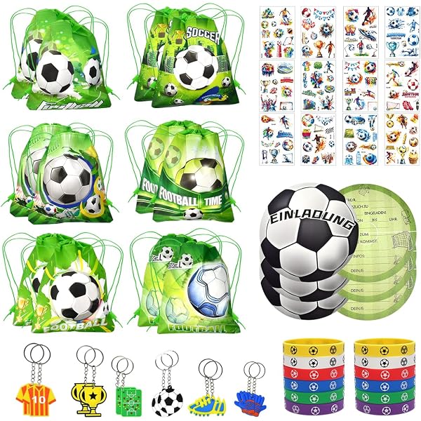 60 Sacchetti Regalo Sportivi – Calcio Verde E Nero Con Stelle – Per Festine Di Compleanno E Bomboniere Bambini - 3