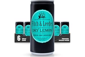 Fitch & Leedes Dry Lemon Mixer for Spirits & Cocktails (6 x 200ml) – Ideal for London Dry Gin, Vodka, and Spiced Rum, Offering a Refreshing Zest with a Hint of Tartness