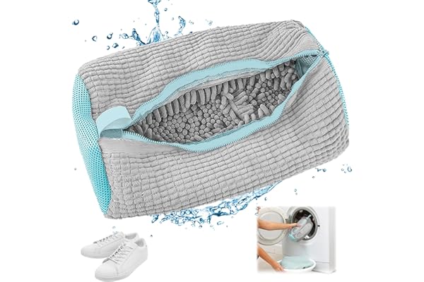 Sac Lavage Chaussures 1 pièce, Lavage Chaussures à Machine à Laver, Réutilisables à Laver avec Fermeture Éclair et Nettoyage, Protégez vos Chaussures Contre les Dommages(Gris)