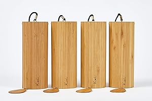 Koshi Lot de 4 carillons sonores en bambou pour yoga, relaxation, argile de jardin, bébé, personnes âgées, bien-être, thérapie sonore