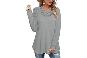 Vafoly Sweatshirt Damen Schalkragen Pullover Damen Winter Warm Langarm Strick Pulli