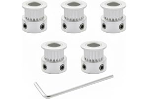 SHCEEC GT2 Timing Pulleys 20 Teeth 8mm Bore 6mm Width for 3D Printer 2mm Pitch Aluminum Timing Belt Pulley Wheel with Allen Wrench (Pack of 5Pcs)