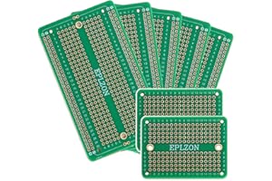 EPLZON Plated PCB Solder-able Breadboard for Electronics Projects Compatible with Arduino Soldering Projects 2.05"x3.5" (5 Pack + 2 Mini Board, green)