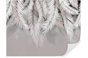 GENERIC Tapeko - Carta da parati jungle, tropicali, fotomurali premium 360x250 cm, stile 3D giungla, tropici, palme, foglie, alberi, pietra, carta da parati 3d per camera letto, soggiorno, grigio u48556v4