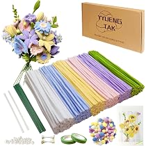 Kit DIY Fils Chenille - 300 Pièces + 2 Floratape + 20 Tiges Fleurs - Pour Bouquets Et Décorations Créatives