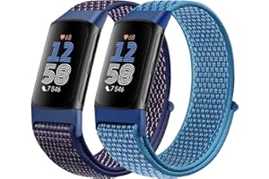 Runostrich Sport Loop Nylon Watch Straps - Compatible with Fitbit Charge 6/5, Adjustable Breathable Replacement Soft Nylon Loop Wristband for Women & Men