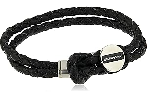 Emporio Armani Pulsera de cuero para hombre