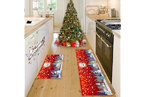 HSGLGNA Alfombra navideña, 3D, antideslizante, lavable, con estampado navideño, para interior y exterior, decoración para el hogar, oficina, patio, habitaciones (Navidad B, 43 x 75 + 43 x 150 cm)
