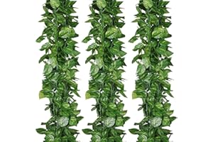 SEENEW Artificial Ivy Garland, 24 Pack 168 Feet Fake Ivy Hanging Vines, Green Leaves Fake Plants for Wedding, Party, Garden, Office, Bedroom Decoration(Scindapsus Leaves)