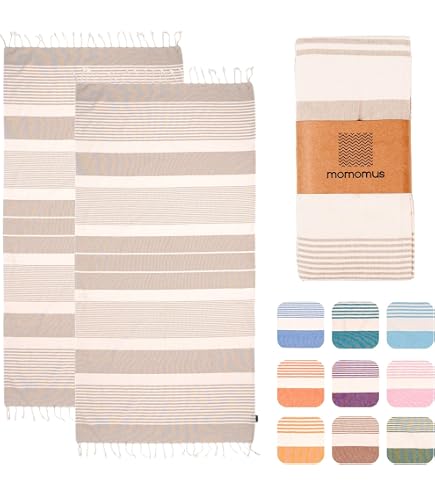 Fouta Serviette De Plage OCEAN VIBES 100x200cm - Coton 200g/m² - Léger, Absorbant, Sèche Vite - Vert Varech - 4