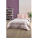 Formeya &Ccedil;ift Kişilik Desenli Kapitone &Ccedil;ift Taraflı Renkli Pike Yatak &Ouml;rt&uuml;s&uuml; Takımı 200x230 cm (&Ccedil;arşafsız) (Pudra)