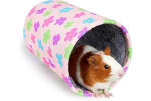 Hedgeink Tunnel pour Cochons d’Inde et Lapins – Tunnel Pliable en Toile et Peluche Lavable – Jouet et Cachette pour Hamsters, Rats, Furets et Petits Animaux