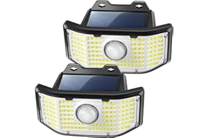 KIBTOY 2 Pieces Solar Security Lights Outdoor with Motion Sensor,IP65 Waterproof 270ºWide Angle Outdoor Solar Powered Lights for Garden Fence Wall Front Door Yard Garage Pathway