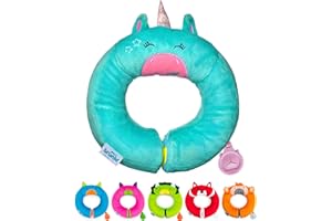 Trunki Cuscino da Viaggio Bambini per Collo e Mento | Cuscino Viaggio Bambini | Cuscino Bambino e Supporto per Auto, Aereo, Bici o Passeggino | Yondi Piccolo Fantasia Una Unicorno (Turchese)