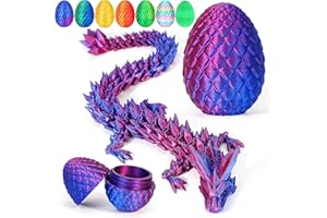 SPIRWORCHLAN 3D Printed Dragon Egg with Dragon Inside, Easter Dragon Egg, Articulated Crystal Dragon, Mystery Dragon Egg Fidget Toy, Easter Basket Stuffers Surprise Gift 3D Printed Animals, Home Desk Decor Laser
