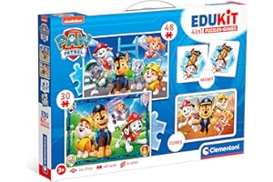 Clementoni | Edukit 4-en-1 Pat'Patrouille – Coffret Jeux Éducatifs Enfants 3 Ans+ | 2 Puzzles (30 & 48 Pièces) | Mémo 48 Cartes | 6 Cubes | Mémoire, Logique, Motricité | Apprentissage Préscolaire