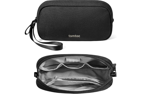 Tomtoc Sac de Rangement pour Accessoires Tech - Pochette Organisateur Portable pour Câbles, Powerbank, Téléphone et Objets Quotidiens