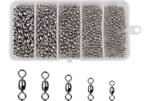 SHADDOCK FISHING Shaddock - Set di 300 girelle da pesca per gru, in acciaio inox e acciaio inox, con finitura in nichel e anello completo, resistente alla corrosione, per acqua salata e acqua dolce