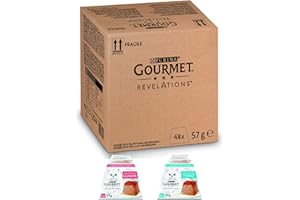 PURINA TIDY CATS Purina Gourmet Revelations Cibo Umido per Gatti con Salmone e Tonno, 48 Confezioni da 57 g
