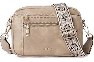 Telena Damska torba na ramię, crossbody, ze skóry PU, mała torba na ramię dla kobiet, z 2 kieszeniami na ramię ze zdejmowanym paskiem