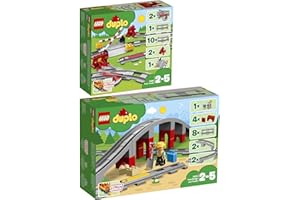 BRICKCOMPLETE Lego Duplo 2er Set: 10882 Eisenbahn Schienen & 10872 Eisenbahnbrücke und Schienen