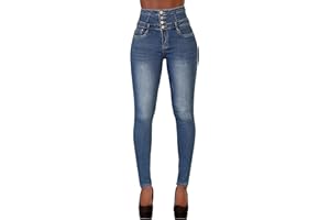 Glook Pantalon Femme Denim Jeans Slim Taille Haute Jean Stretch Pant