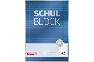 ‎BRUNNEN BRUNNEN Schulblock Premium | A4, Lineatur 27, 50 Blatt, blau