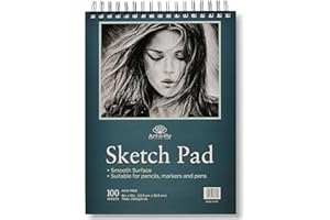 ART-N-FLY Zeichenblock 100 Blatt Skizzenbuch A4 22,9 x 30,5 cm–Skizzenblock Glattes Papier Spiralbindung – Mal und Zeichenblock Skizzenpapier zum Zeichnen mit Bleistift, Kohlestift und Marker, Zeichenpapier A4