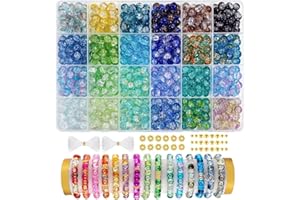 ‎YJWZ YJWZ 520 Stück Perlen für Armbänder,8mm Bunte Runde Edelsteine Perlen zum Auffädeln,Armbänder Selber Machen für Kinder Erwachsene, Glasperlen Set mit Löchern für die DIY-Schmuckherstellung