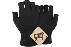 MIGLIORE WEAR Rękawice z wełny merynosów, rękawiczki z wełny merynosów, bez palców, rękawice narciarskie na zimną pogodę, elastyczne rękawiczki zimowe do jazdy na rowerze, biegania, jazdy