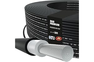 MAS PREMIUM Cavo solare H1Z2Z2-K da 6 mm², cavo solare lungo da 5 a 100 m, cavo singolo per fotovoltaico per la messa a terra, senza alogeni, doppio isolamento (nero, 10 m)