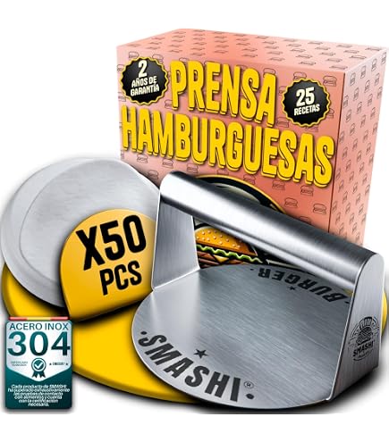 Presse à Hamburger Inox 14 Cm Avec Décapsuleur - Poignée Bois Anti-brûlure, Surface Antiadhésive - 7