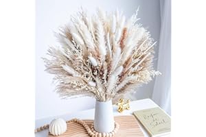 WILD AUTUMN 80PCS Naturalny bukiet suszonej trawy pampasowej,Bukiet Boho Home Decor, suszone kwiaty Phragmites, bukiet na wesele aranżacje kwiatowe dekoracje domu