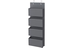SONGMICS Portaoggetti da Appendere con 4 Tasche, Organizzatore da Porta e Parete, per Camera da Letto, Soggiorno, Ufficio, 12 x 33,5 x 100 cm, Grigio RDH04G