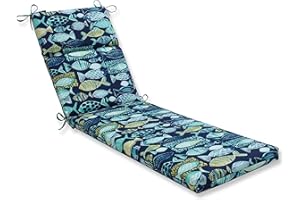 Pillow Perfect 638980 Outdoor/Indoor Hooked Lagoon Chaise Lounge Cushion, 72.5" x 21", Blue