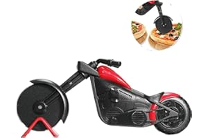 GuDoQi Motorbike Pizza Cutter, Creative Motorcycle Pizza Wheel, Stainless Steel Pizza Chopper, Cool Kitchen Gadget (21.5cm)