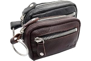 Safekeepers Piórnik na klucze męski, z zamkiem błyskawicznym, skórzane, na klucze, dla kobiet i mężczyzn, piórnik na klucze z przegródką na pieniądze, Czarny i br?zowy, M