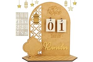 WAYBWZDQ Ramadan Kalender, Eid Ramadan Countdown Kalender, Ramadan Adventskalender Eid,Ramadan Kalender aus Holz, DIY Eid Mubaraks Ornament, Geschenke für Kinder
