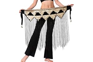 SEAUR Damska chusta do tańca brzucha, z cekinami, frędzlami, pasek do owijania, do tańca latynoskiego, brokatowy pasek, spódnica, talia, rumba, chacha, frędzle, spódnica do tańca