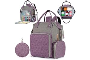 Aeelike Grau-lila Doppelte Schulter Aufbewahrungstasche für Wolle, Multifunktional Stricktasche für Häkelfreunde, Übergröße Häkeltasche für Strickprojekt und Häkelzubehör, Oxford-Stoff(Ohne Zubehör)